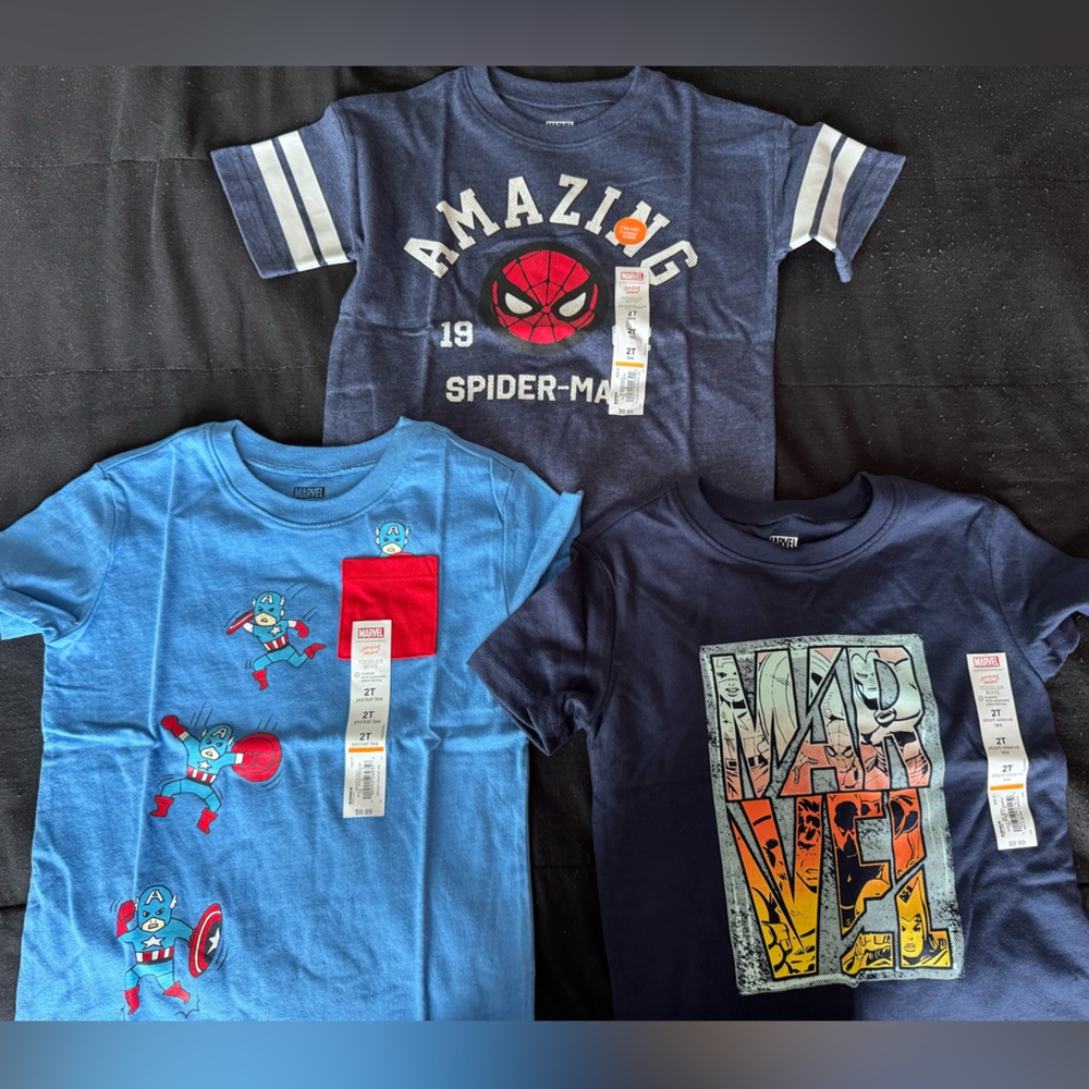 Marvel Kids' Blue and Navy T-Shirts Set